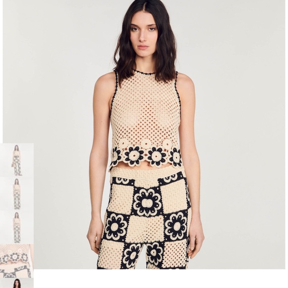 Sandro crochet flower top NWOT - Picture 6 of 8